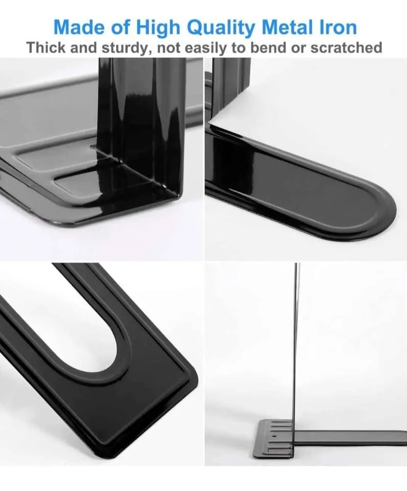 Heavy Duty Bookends for Shelves, Black, 16 pcs image indicator(4)