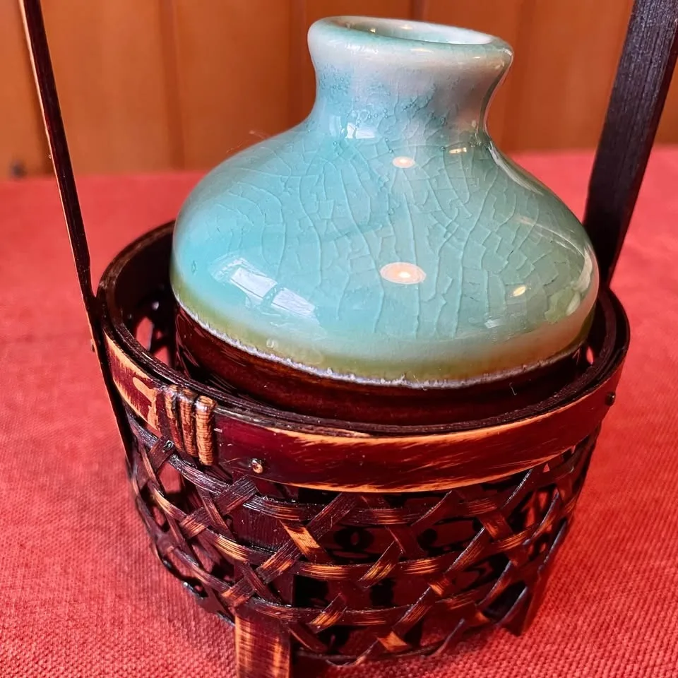 Vintage Japanese Flower Vase with Bamboo Basket image indicator(2)