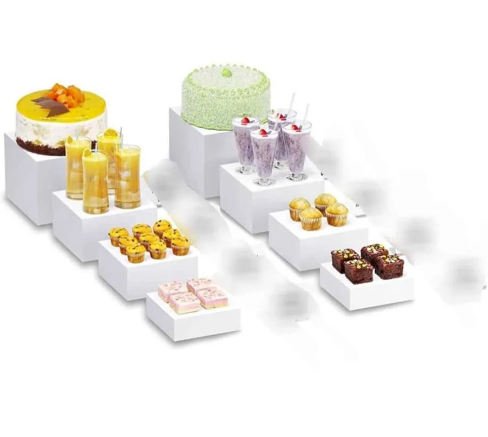 Buffet Risers - 2 Set (6", 6.5", 7", 8"), white Acrylic