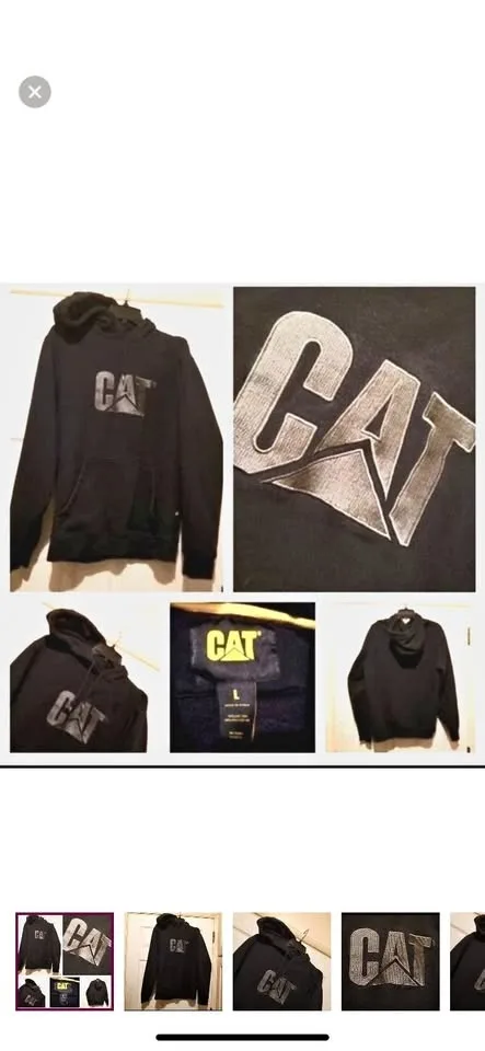 Caterpillar Hoodie Mens Large Black Construction Sweatshirt CAT