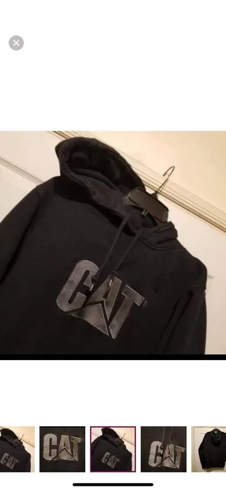 Caterpillar Hoodie Mens Large Black Construction Sweatshirt CAT image indicator(3)