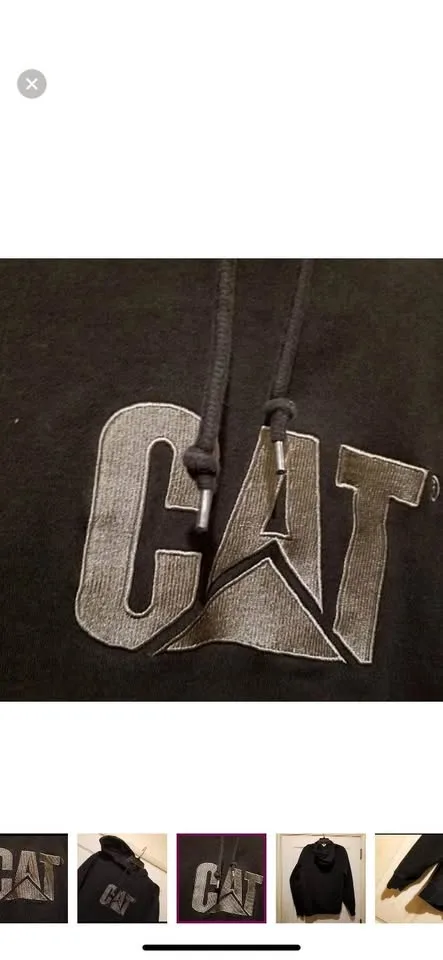 Caterpillar Hoodie Mens Large Black Construction Sweatshirt CAT image indicator(6)