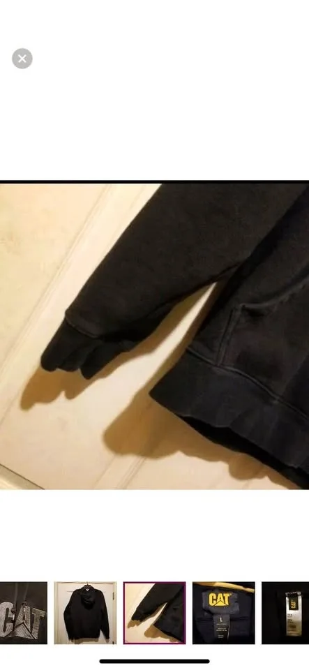Caterpillar Hoodie Mens Large Black Construction Sweatshirt CAT image indicator(7)