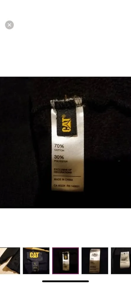 Caterpillar Hoodie Mens Large Black Construction Sweatshirt CAT image indicator(8)