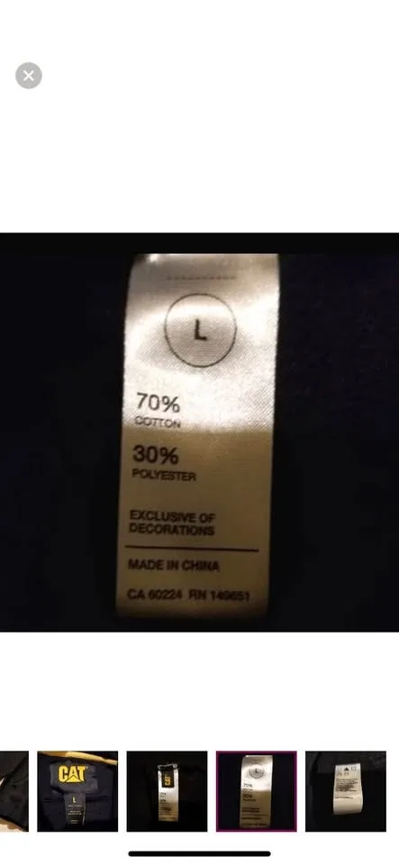 Caterpillar Hoodie Mens Large Black Construction Sweatshirt CAT image indicator(9)