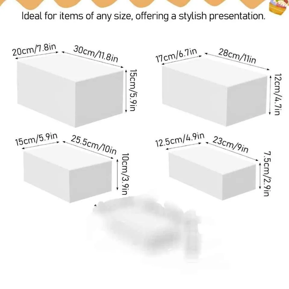 4 PCS White Buffet Risers, 12"x8";11"x7";9"x5";8"x4