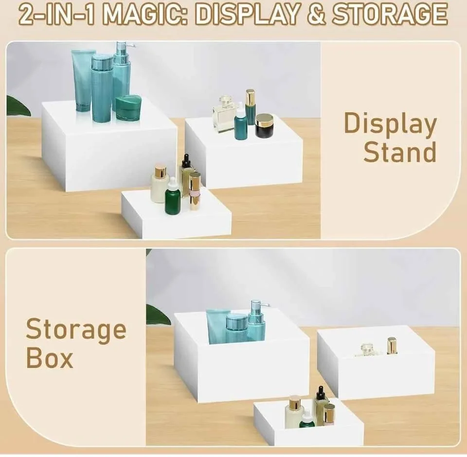4 PCS White Buffet Risers, 12"x8";11"x7";9"x5";8"x4 image indicator(2)