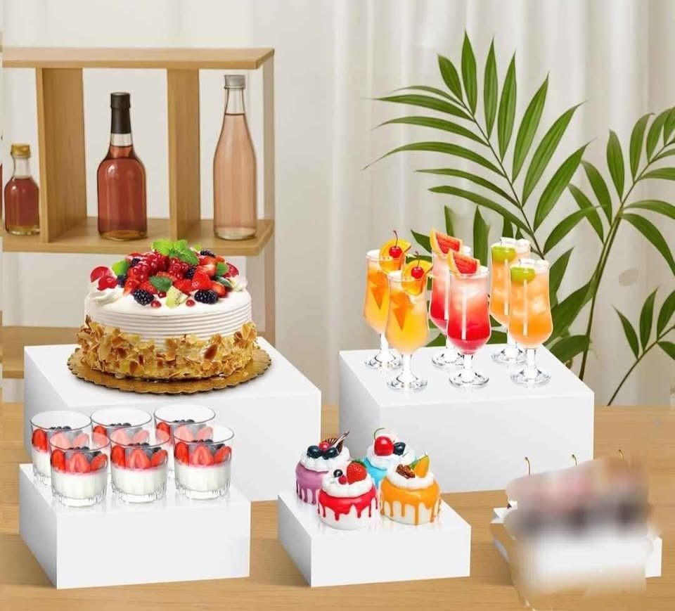 4 PCS White Buffet Risers, 12"x8";11"x7";9"x5";8"x4 - photo 3