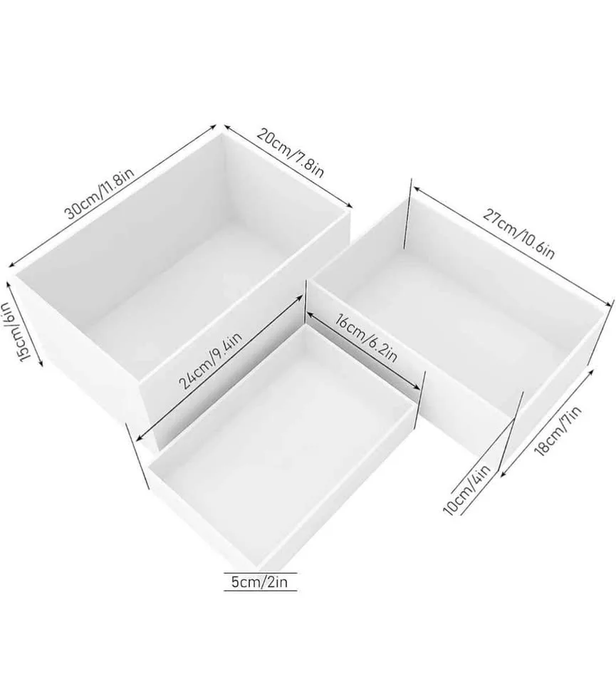 3 Pack White Buffet Food Risers, Large Size Acrylic Display Box image indicator(3)