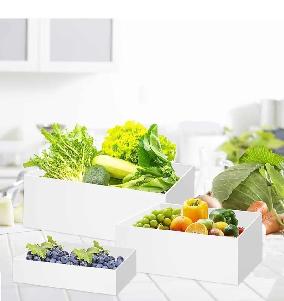 3 Pack White Buffet Food Risers, Large Size Acrylic Display Box image indicator(5)