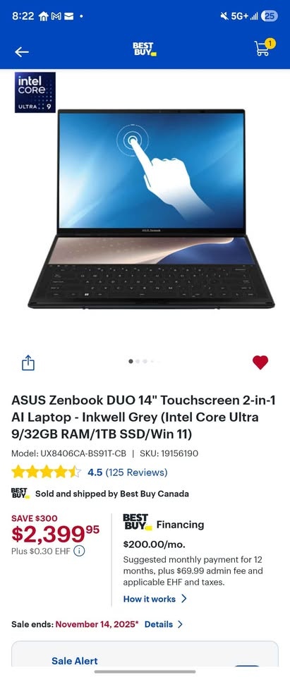 ASUS Zenbook DUO 14" Touchscreen 2-in-1 Al Laptop - photo 5