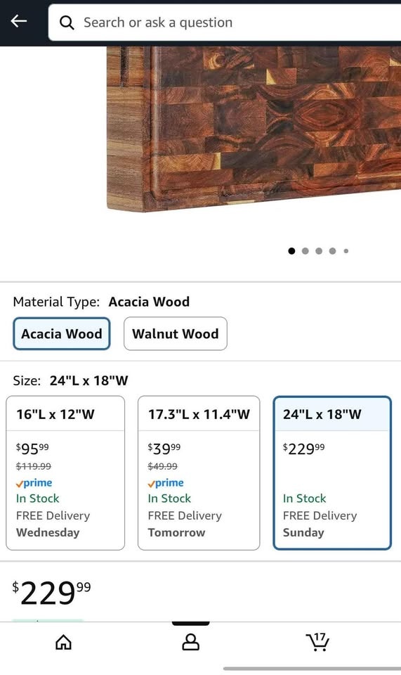 Acacia Wood Cutting Board 24x18x2 in Thick - photo 5