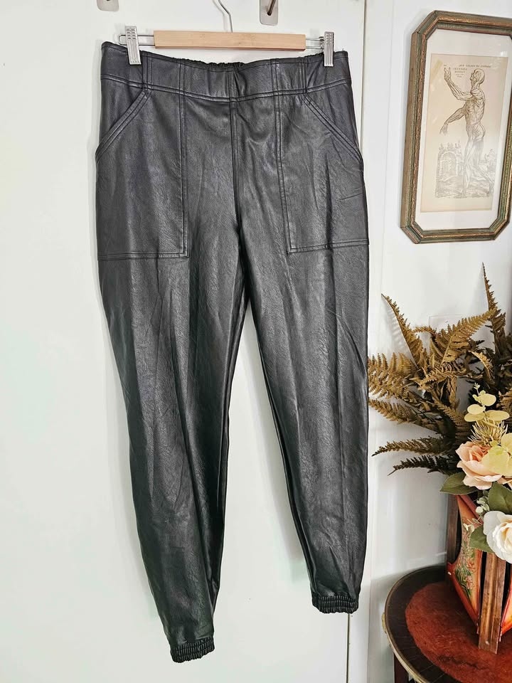 Size XL Spanx Faux Leather Jogger Pants Black - photo 2