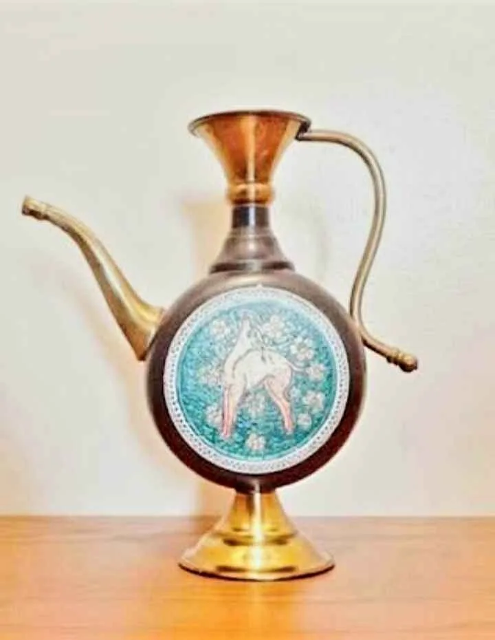Unique Vtg. Hand Crafted Brass Deer Pitcher