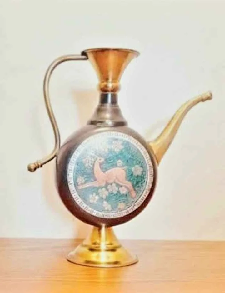 Unique Vtg. Hand Crafted Brass Deer Pitcher image indicator(2)