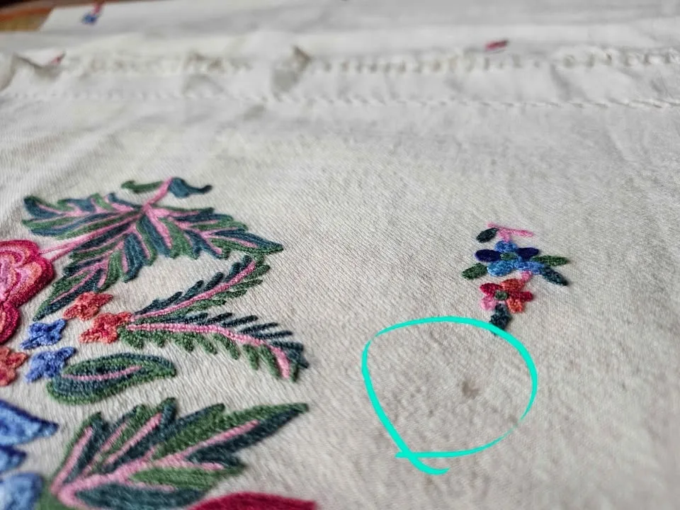 Kashmiri Shawl Scarf Wrap Indian Hand Embroidered Floral Cream W image indicator(10)