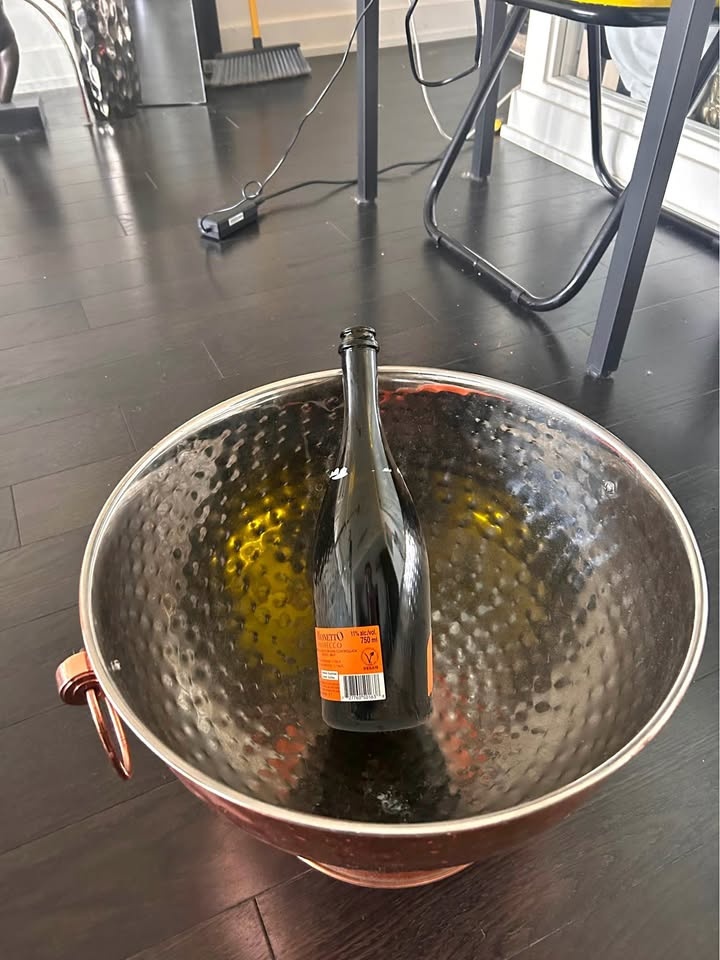 Copper & silver colour metal drink chilling bowl