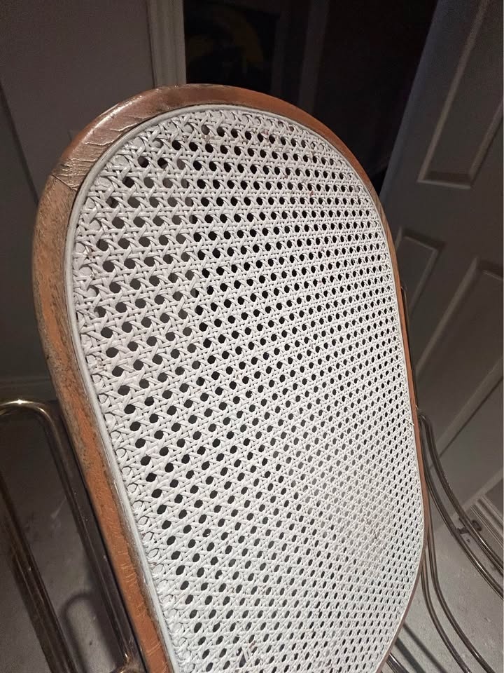 Vintage Brass & Cane Rocking Chair - photo 2