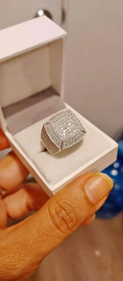 Beautiful men's ring vvs1, free diamond test cultivated diamond