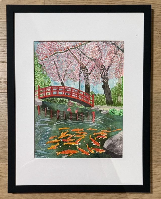 Original Watercolour - Cherry Blossom Bridge