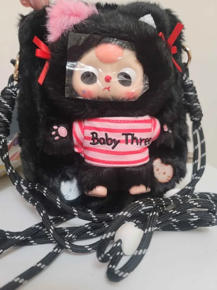 Baby three BB3 Mobile Phone Bag Plush - Black & Pink image indicator(2)