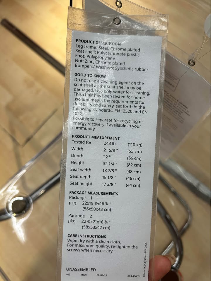 4 Set Tobias Chairs Clear/Chrome plated - photo 3