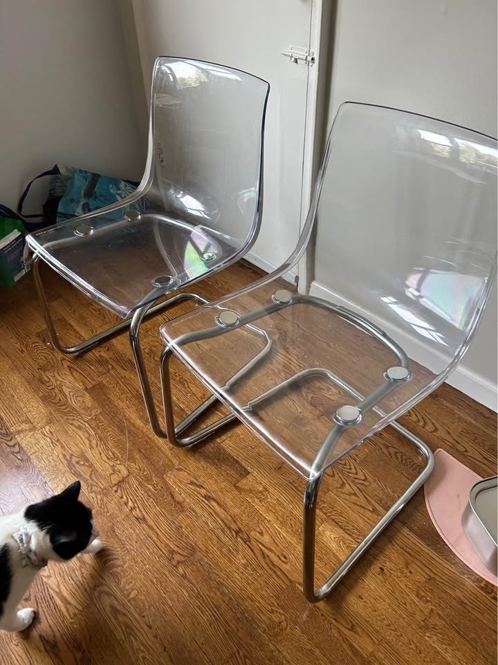 4 Set Tobias Chairs Clear/Chrome plated - photo 4