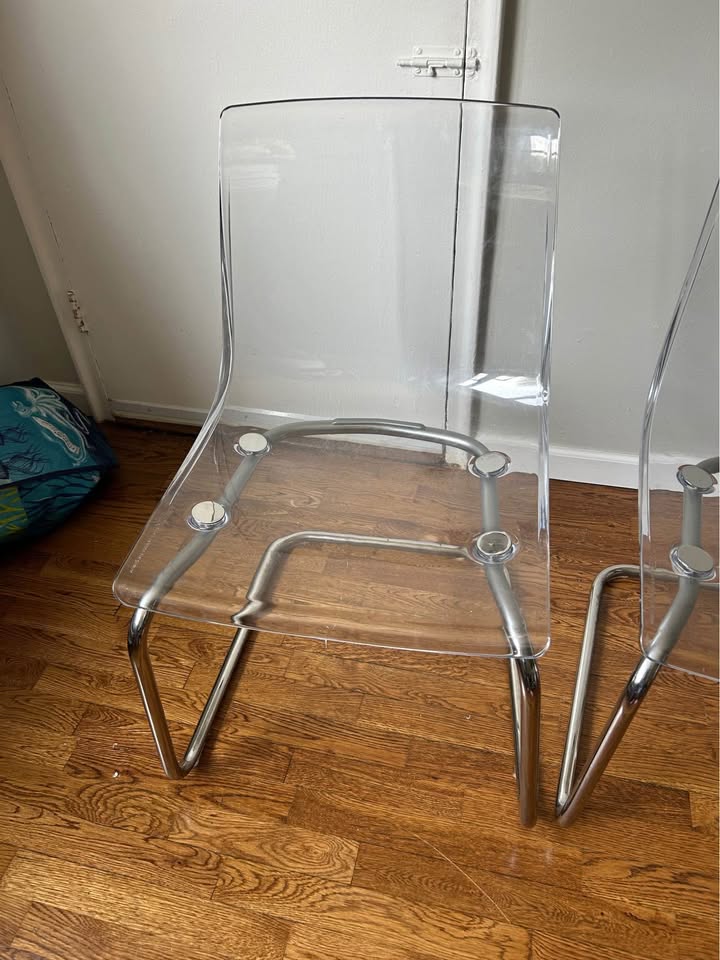 4 Set Tobias Chairs Clear/Chrome plated - photo 5