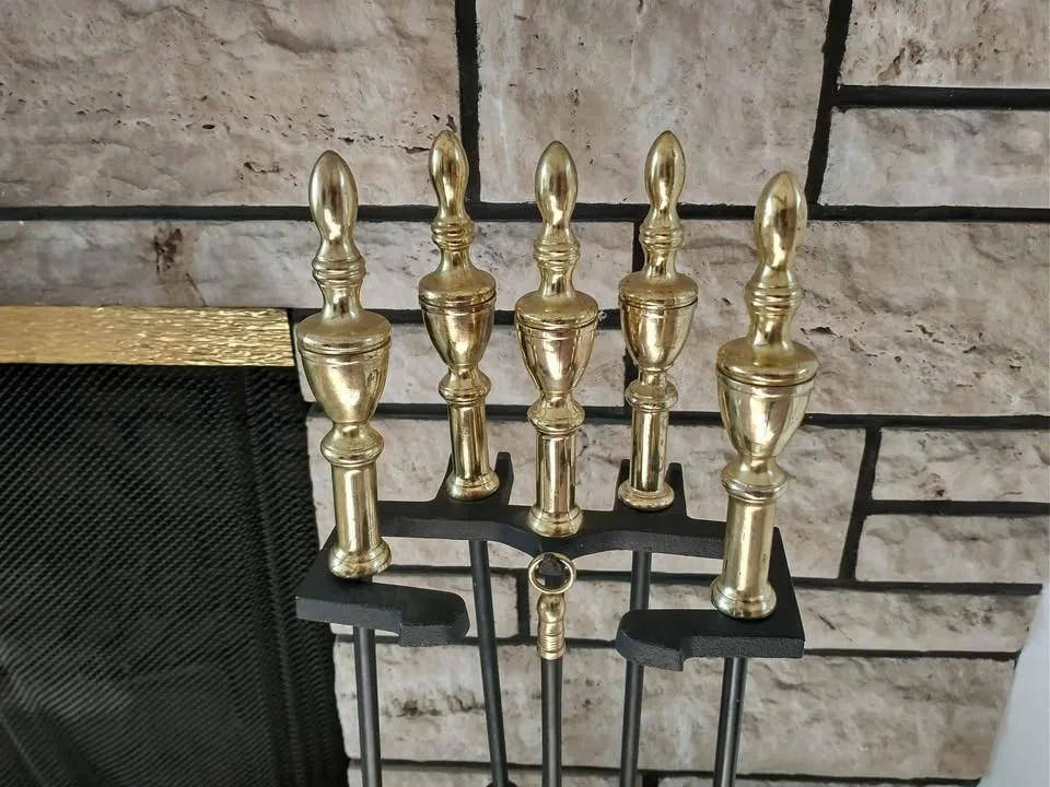 RARE VINTAGE Fireplace Tool Set and Stand; READ FULL Desc image indicator(3)