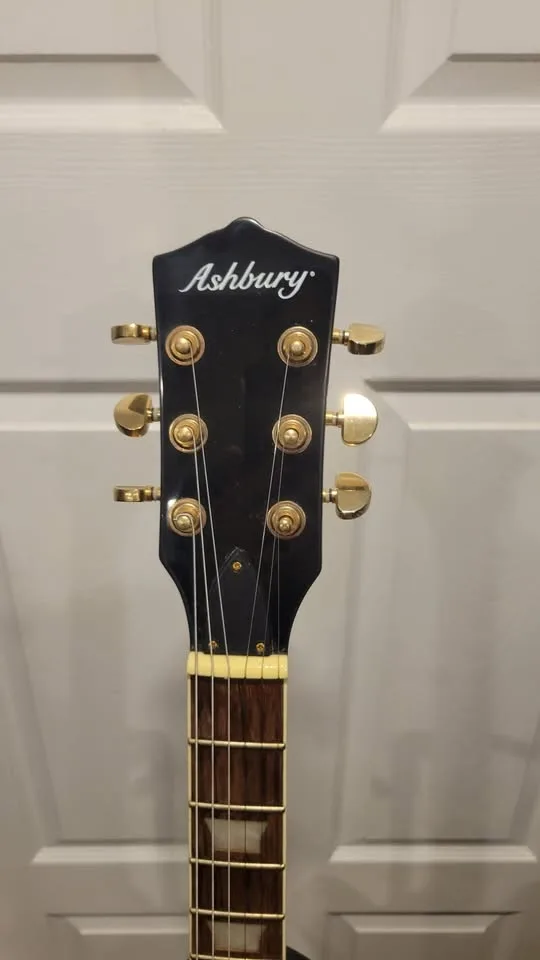 $250 Ashbury Semi-Hollow Body - Ebony Black - Neck Crack image indicator(2)