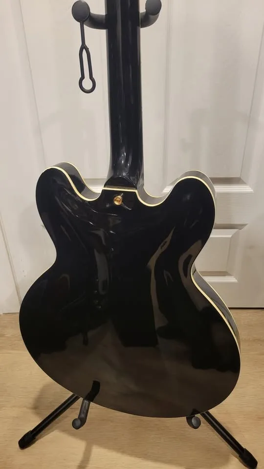 $250 Ashbury Semi-Hollow Body - Ebony Black - Neck Crack image indicator(7)