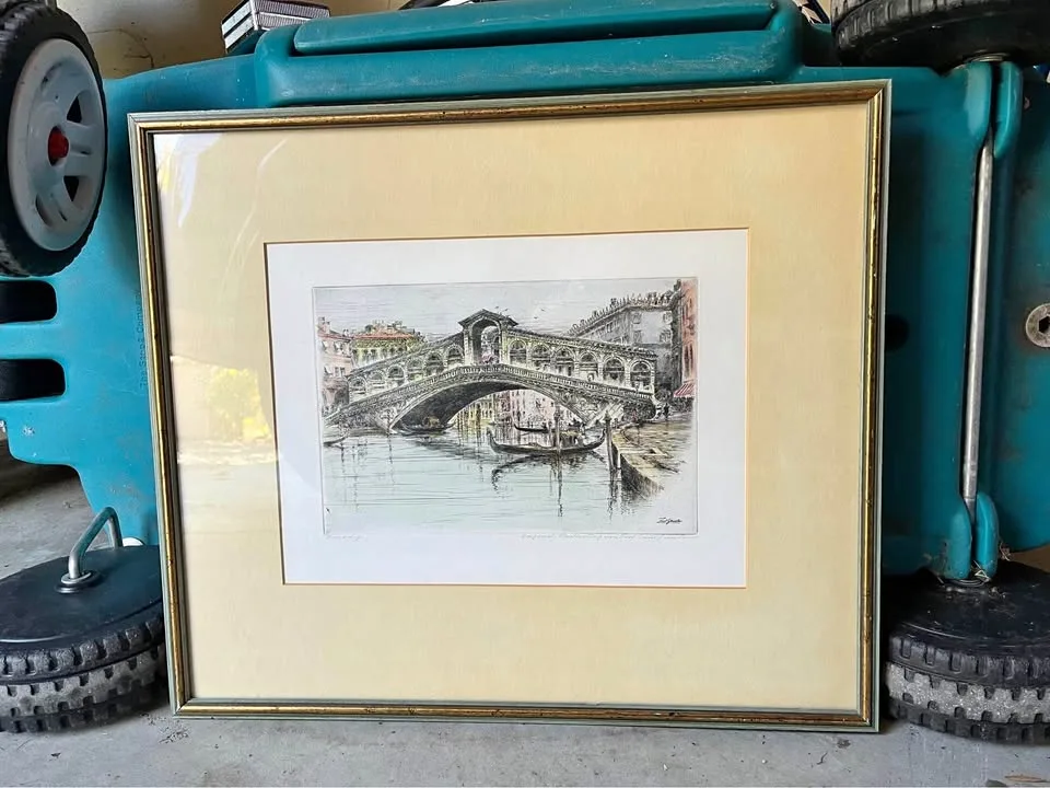 Framed, Signed Pen and Ink original drawing 16”x20”