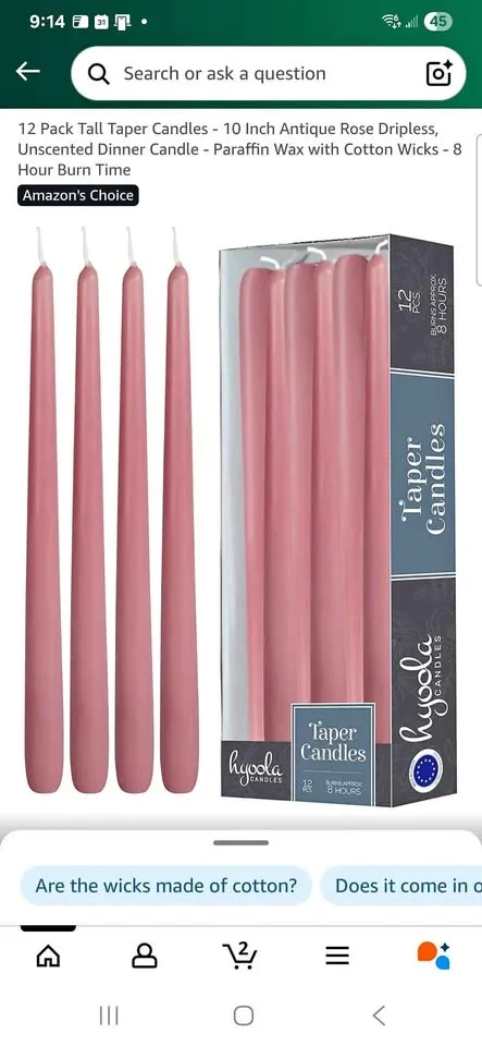 Blush pink taper candles