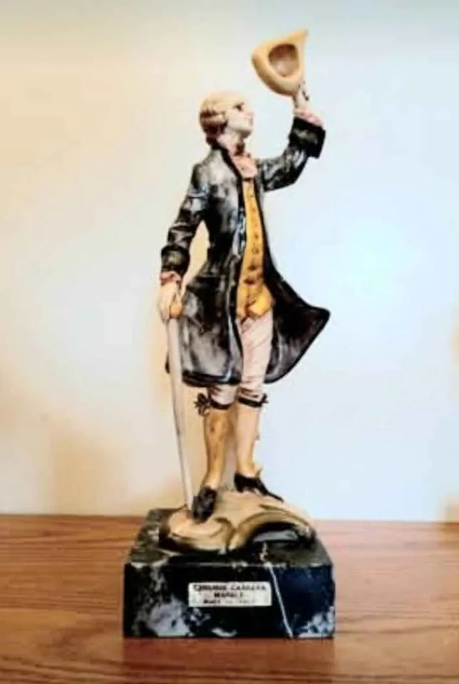 Vtg.Italian Hand Carved Rococo Lady & Gentleman with Carrara Mar image indicator(3)