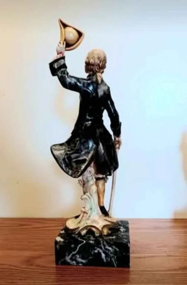 Vtg.Italian Hand Carved Rococo Lady & Gentleman with Carrara Mar image indicator(5)