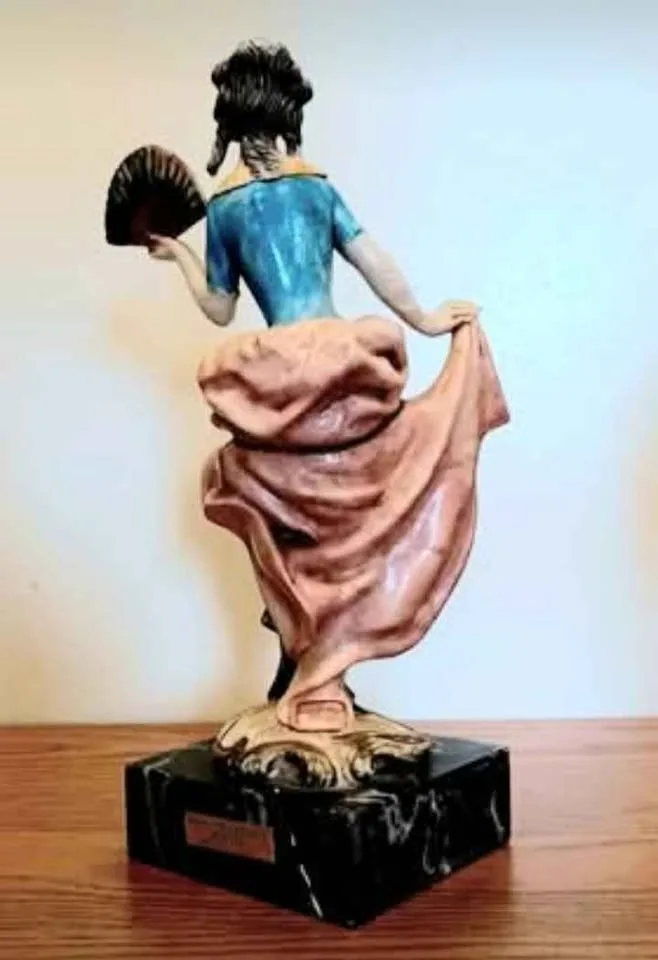 Vtg.Italian Hand Carved Rococo Lady & Gentleman with Carrara Mar image indicator(10)