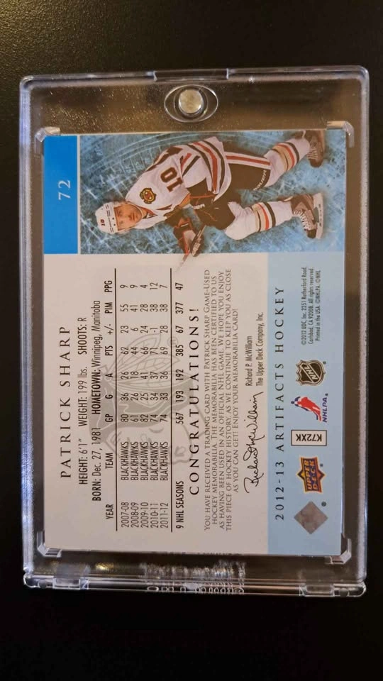 2012-13 Upper Deck Patrick Sharp Emerald Blackhawks Card - photo 5