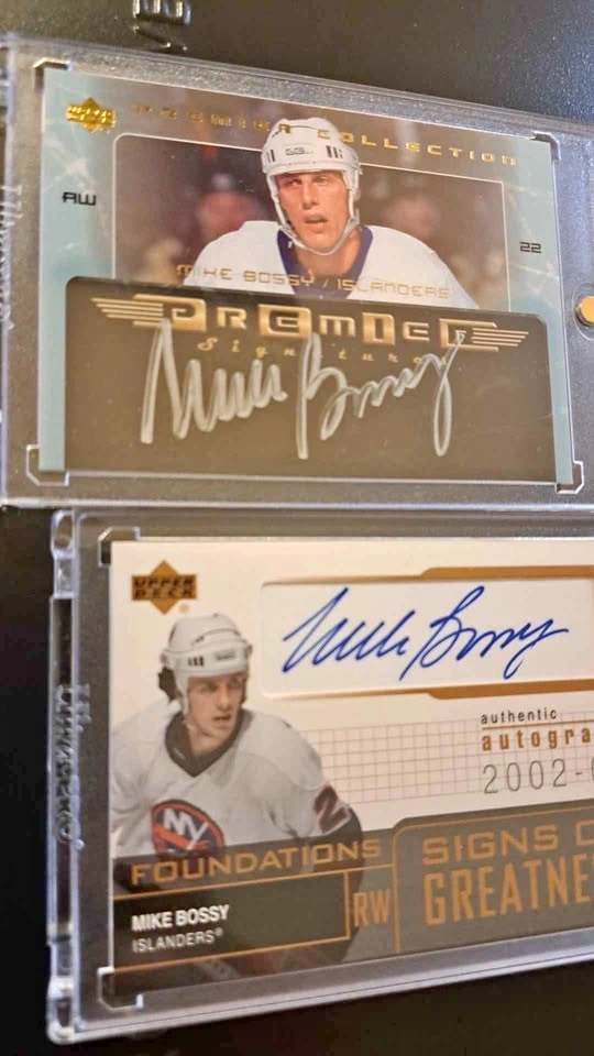 2002-14 Upper Deck, Mike Bossy,HOF autographs, hockey cards. 4 c