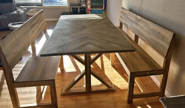 Rustic Country Style Kitchen Table and Benches
