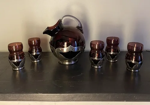 Depression Glass - Purple Amethyst with Sterling Silver