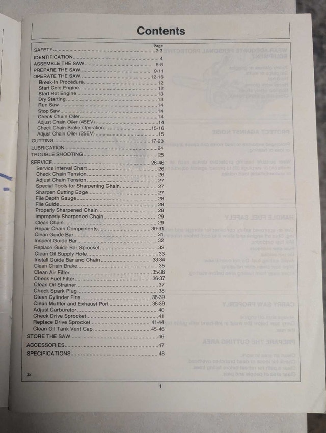 John Deere chainsaw operators manual, 25ev and 45ev - photo 3