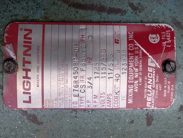 LIGHTNIN 3/4 H.P. CLAMP ON PORTABLE MIXER, MODEL XJ87 image indicator(10)