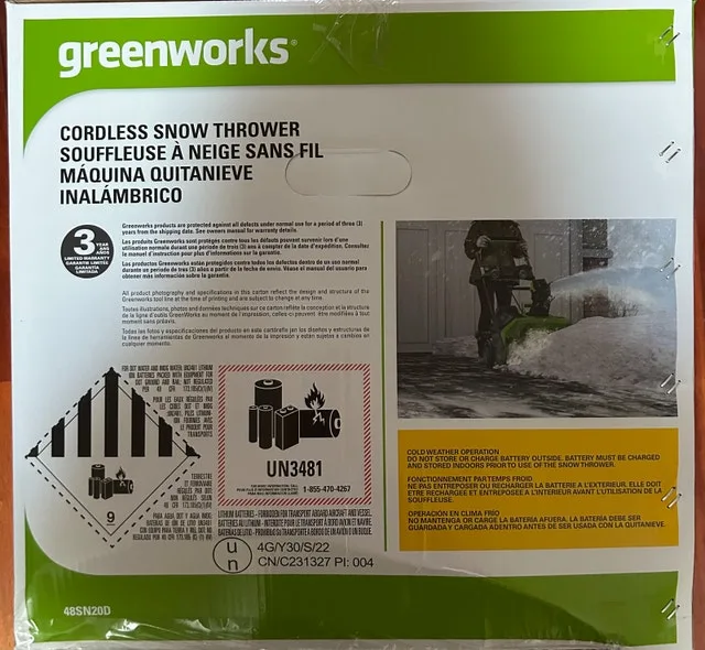 Greenworks 48V Snow Thrower 20" w/ 4AH & Charger image indicator(10)