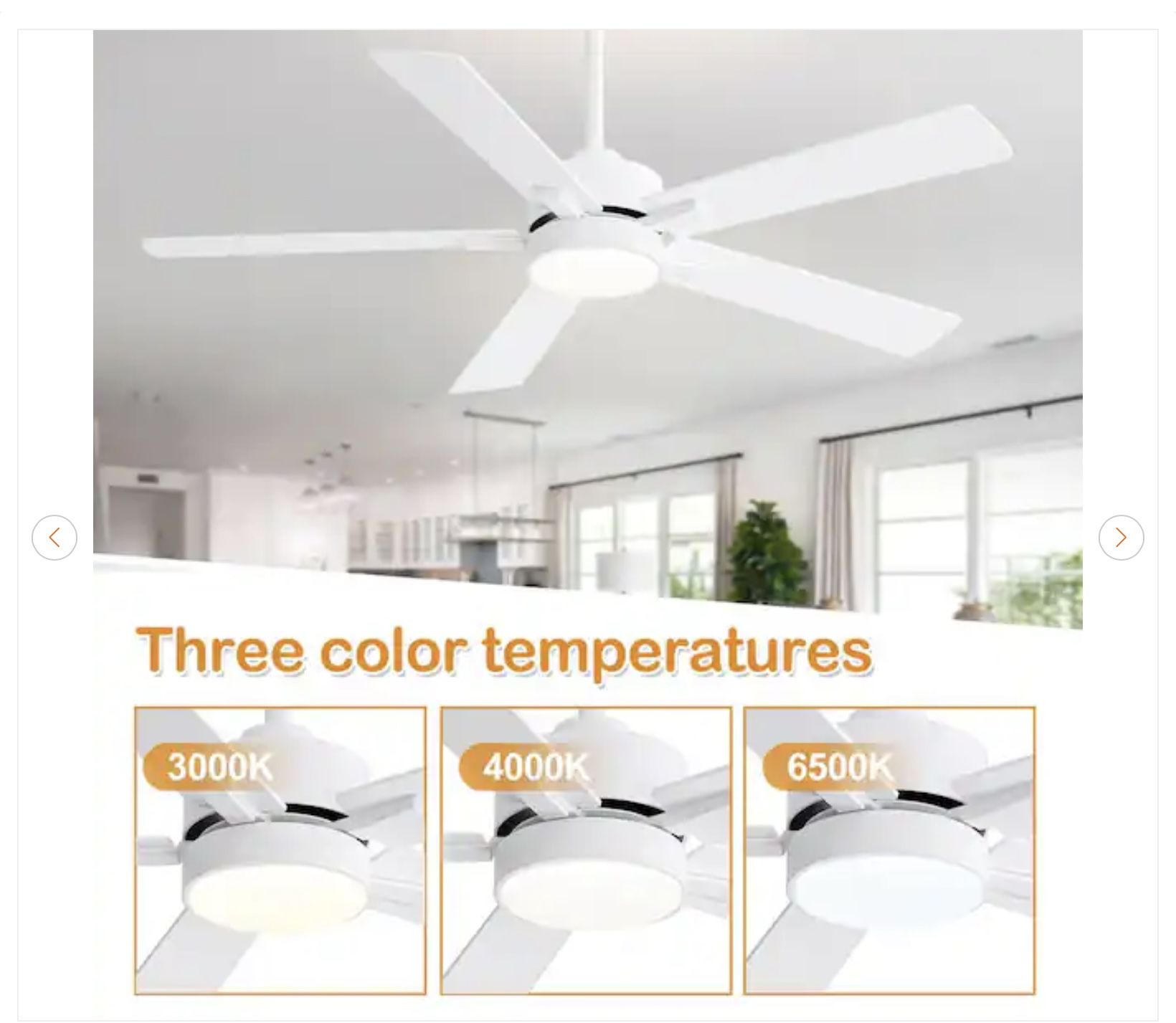 Walter 52 in. White Ceiling Fan with LED Light - New - photo 2