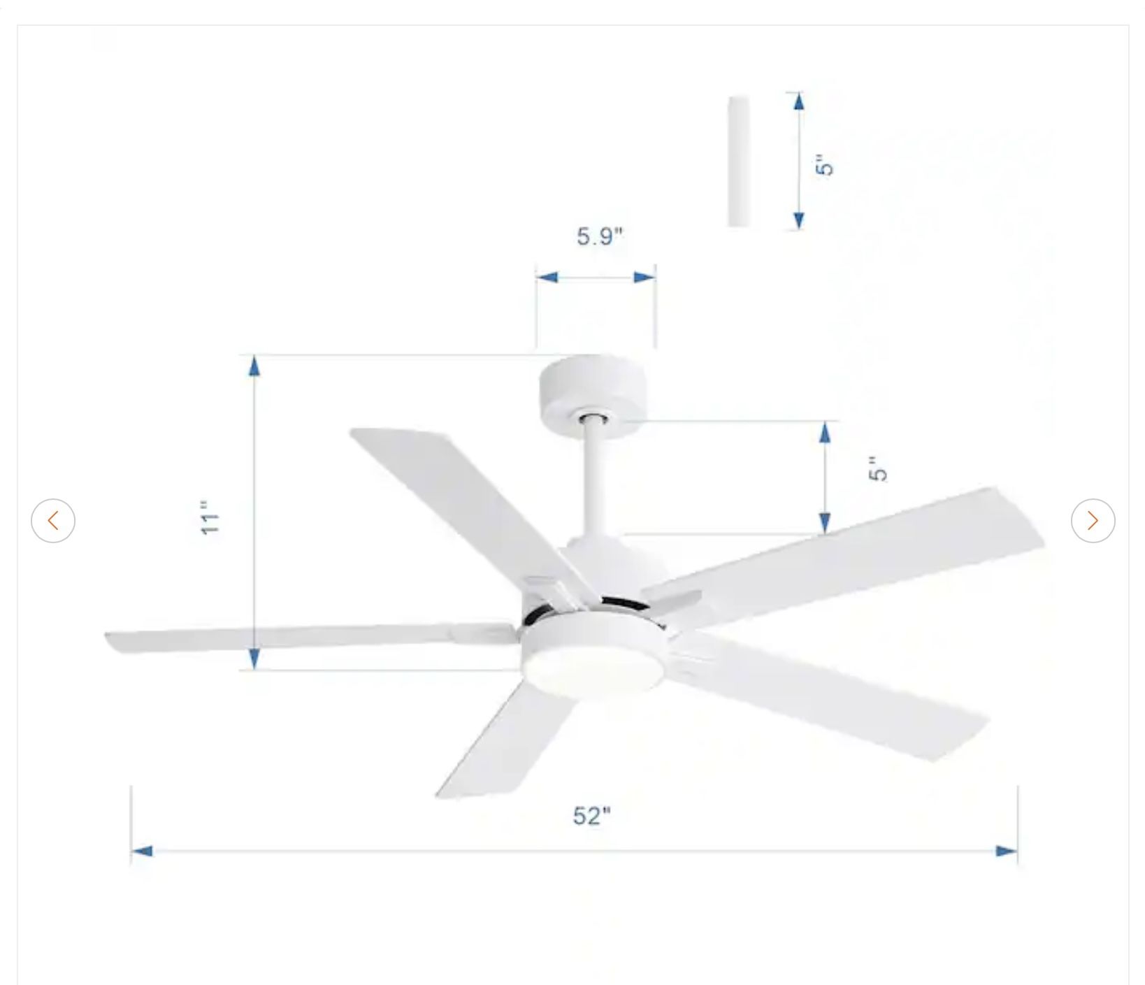 Walter 52 in. White Ceiling Fan with LED Light - New - photo 3
