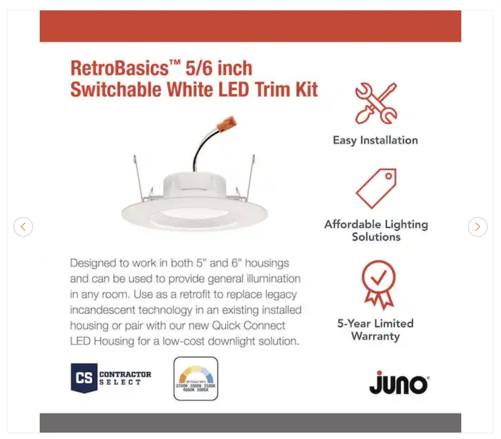 Contractor Select LED Retrofit White Recessed Light - New - photo 3