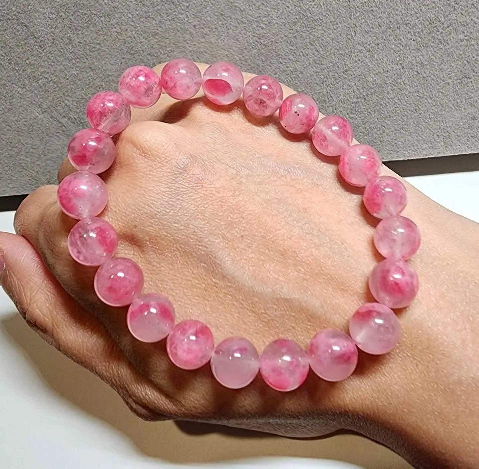 New Natural Rhodonite crystal bracelet 櫻花雨薔薇輝