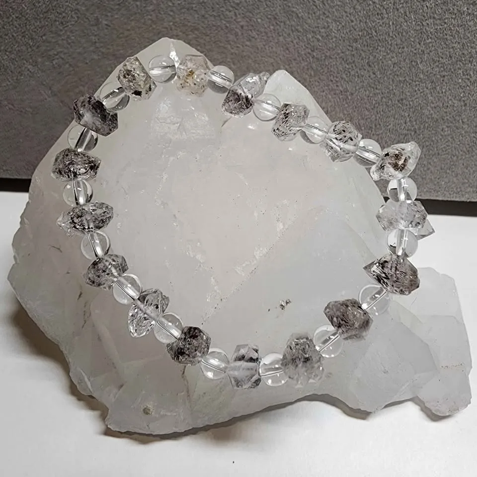 New Black Herkimer Diamond crystal bracelet image indicator(2)
