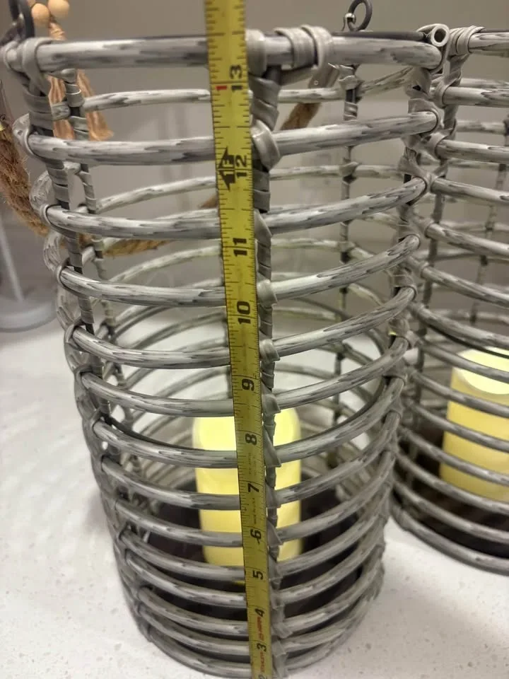 Pair of plastic wicker lanterns. image indicator(3)