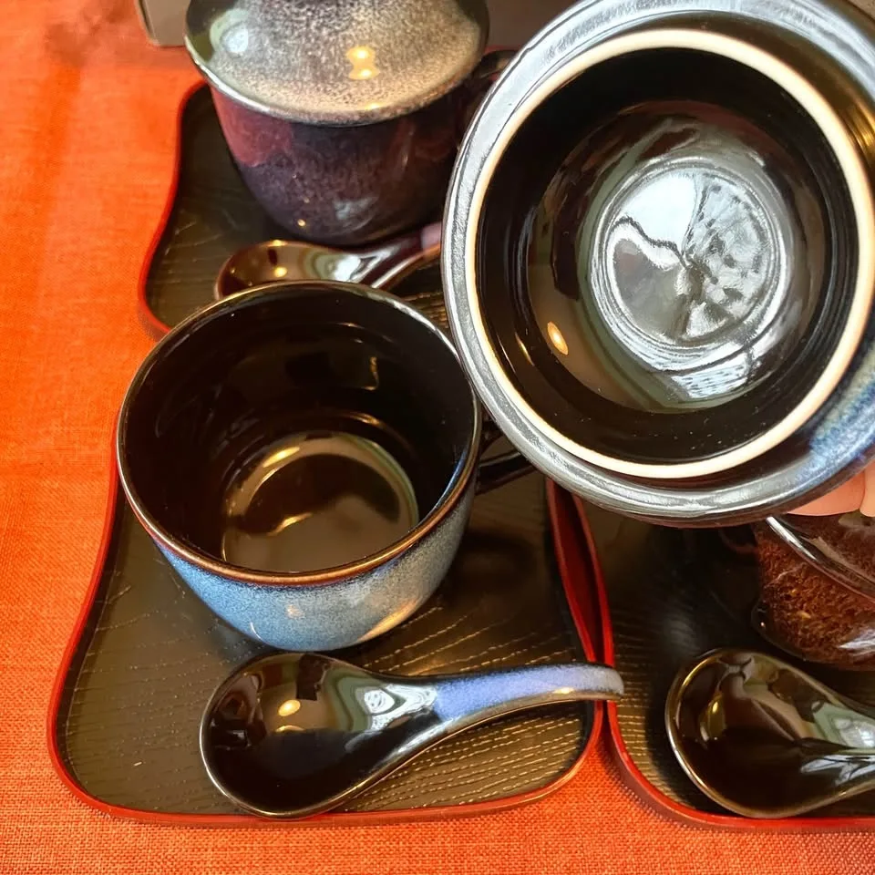 Butterfly Lidded Soup Cups Set of 4 w Spoons & Trays image indicator(6)